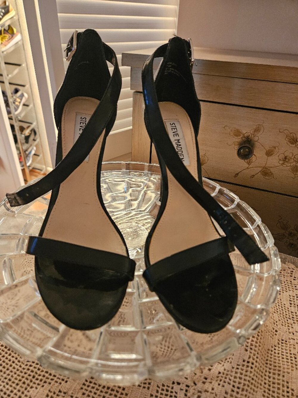 Steve Madden, Women's Feliz Dress Sandals. Size 7.5. Open toe, stiletto heel.